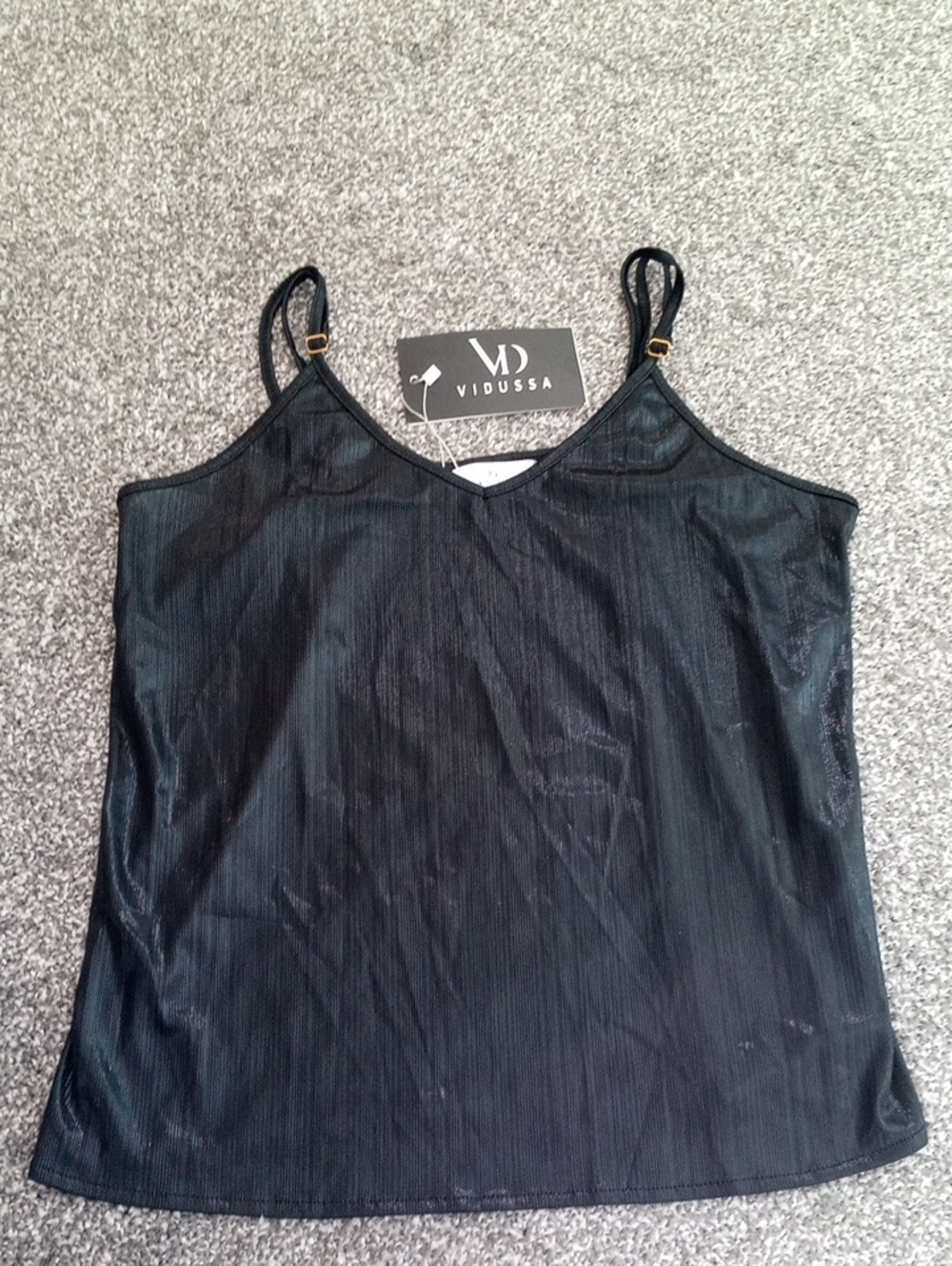 Black Sheen V-Neck Satin Cami